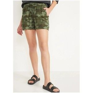 Old Navy Women’s Camo High-Waisted Printed Linen-Blend Shorts- Size Small